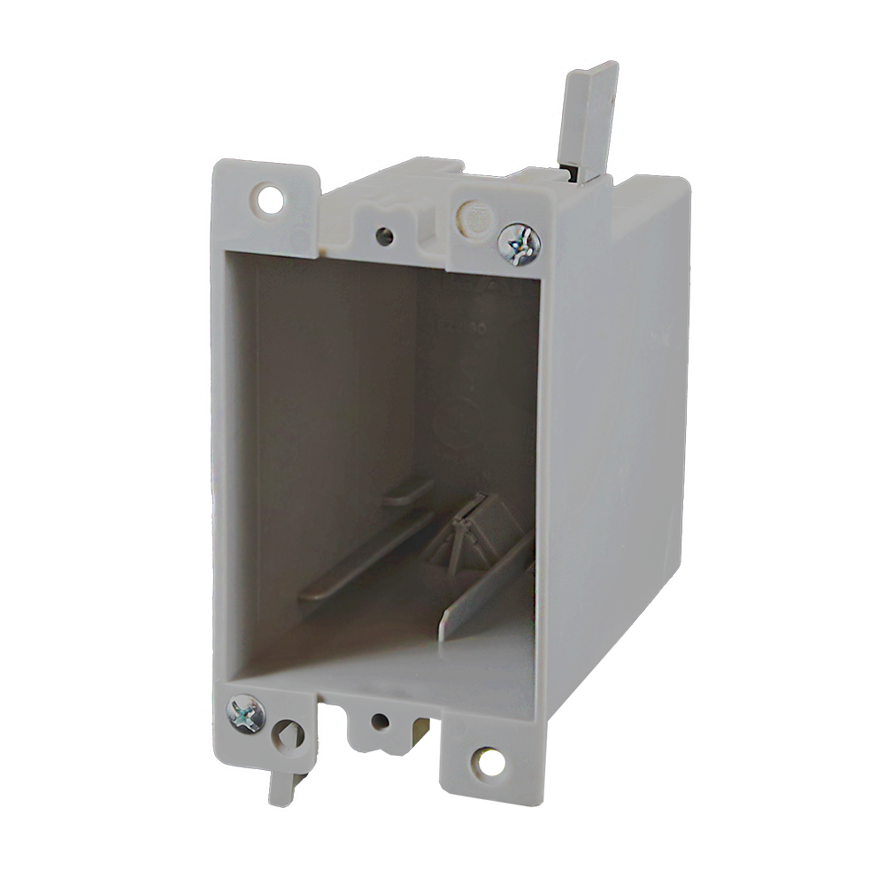 1-Gang 21 cu. in. EZ BOX  Old Work Residential Electrical Switch and Outlet Box with EZ Mount Clamps and Wire Clamps Gray