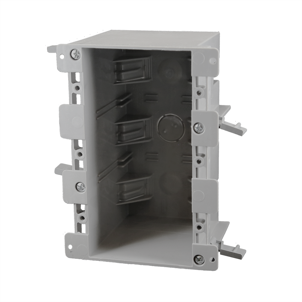 3-Gang 55 cu. in. EZ BOX  Old Work Residential Electrical Switch and Outlet Box with EZ Mount Clamps and Wire Clamps Gray