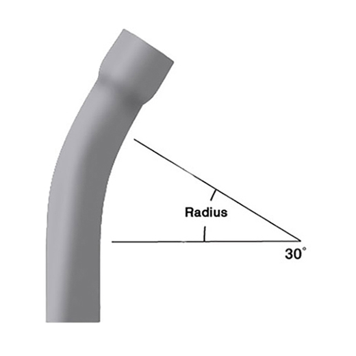 2 in. x 30-Degree x 18 in. Radius Bell End Schedule 40 Special Radius Elbow