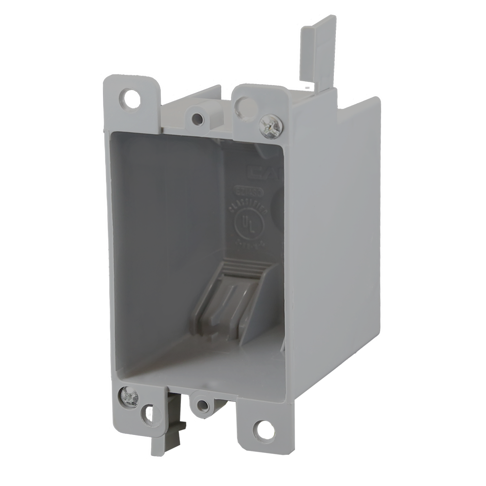 1-Gang 14 cu. in. EZ BOX  Old Work Residential Electrical Switch and Outlet Box with EZ Mount Clamps and Wire Clamps Gray